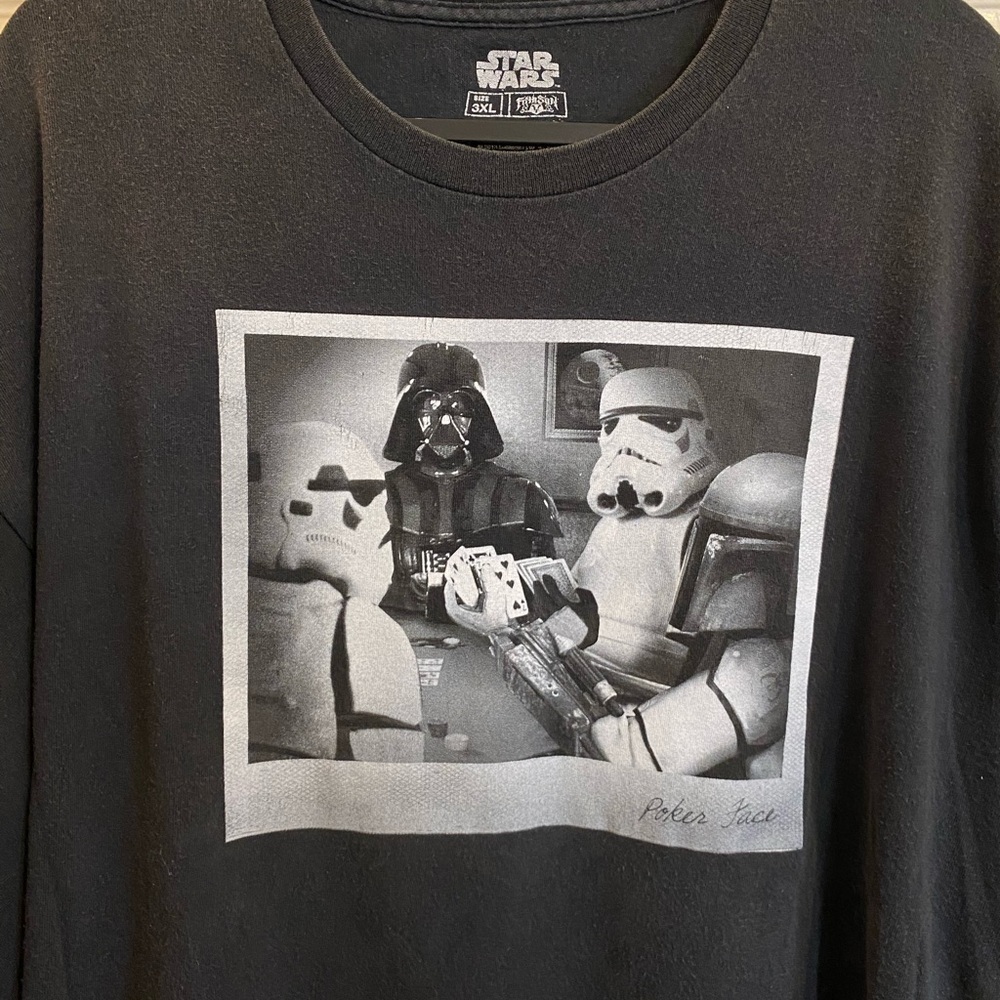 Vintage Y2K Star Wars Playing Poker Darth Vader Stormtroopers Tee Black XXL